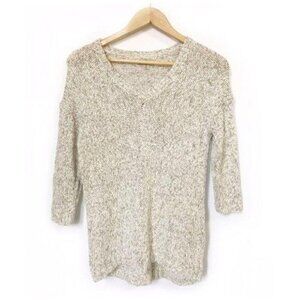 Lucky Brand Marled V-Neck Sweater Size XS, Beige, natural